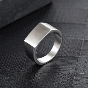 Simple Men's Stainless Steel Square Ring