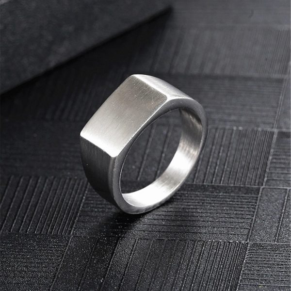 Simple Men's Stainless Steel Square Ring