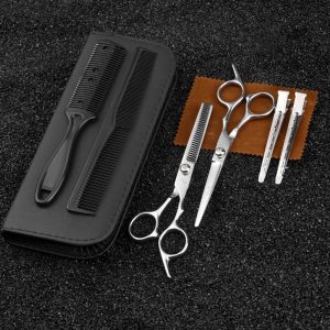 8pcs Professional Hair Cutting Scissors Set, -Adult, Stainless Steel Barber Shears for Normal & Curly Hair, Volumizing Hair Care Tools with Comb, Unscented, Durable Case Included, Barber Accessories