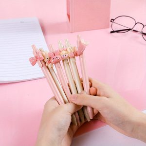 6pcs Whimsical Rabbit Girl Gel Pens Set - 0.5mm Fine Point Black Refill, Ergonomic Design, Smooth Writing Experience, Perfect for Journaling, Drawing, and Colorful Creations!