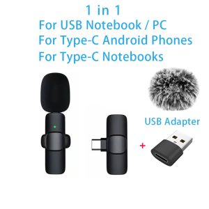 New Wireless Lavalier Microphone Portable Audio Video Recording Mini Microphone for iPhone Android PC Camera Live Gaming Phone