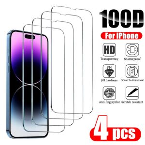 4PCS Tempered Glass for iPhone 14 Pro Max 14 Plus 14Pro Screen Protector for iPhone 13 16 15 12 11 Pro Max 12Mini 13 Mini Glass