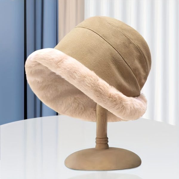 Winter Thermal Bucket Hat, Faux Fur Plush Thickened Ear Protection Fisherman Warmer Hat For Women Xmas Gift