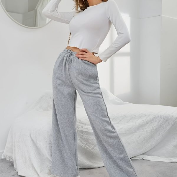 Women'S Cozy Gray Sweatpants with Elastic Waistband & Drawstring - Loose Fit, Long Length, Pockets, Casual Lounge Pants for Fall/Winter, Comfortable Clothing | Relaxed Fit Pants | Elastic Waistband Pants
