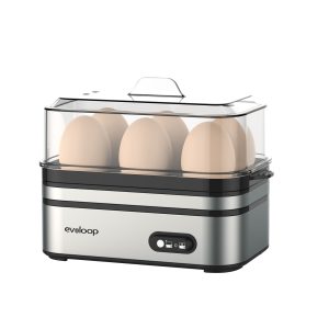 Evoloop Rapid Egg Cooker - Effortlessly Craft Perfect Eggs Every Time with Auto Shut Off - 6 Egg Capacity for Hard Boiled, Poached, Scrambled, or Fluffy Omelets - Culinary Mastery in Minutes